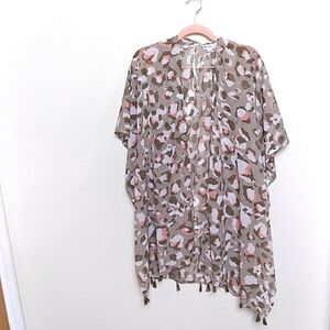 Ultra Pink Light Brown and Pink Animal Print Kimono Size Small / Medium